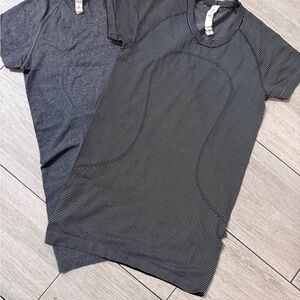 Lululemon Women Striped and Solid Gray T-Shirt (2) sz 6 excellent prev worn/wash